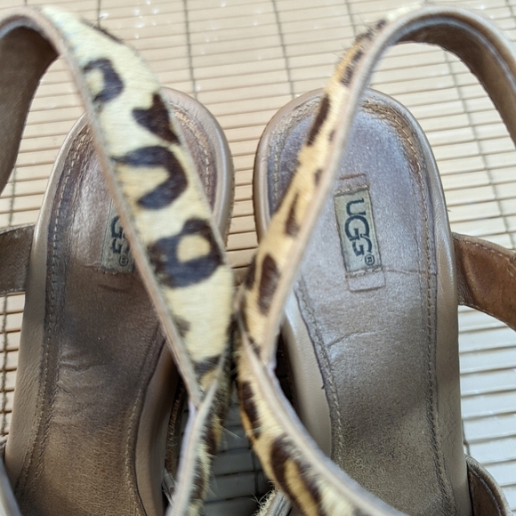 Ugg Jazmine Calf Hair Leopard Tooled Jute Platform sandals women sz 8. 317pmTh - Picture 7 of 10